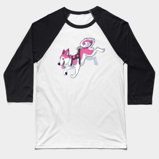 Pink Husky Running Baseball T-Shirt